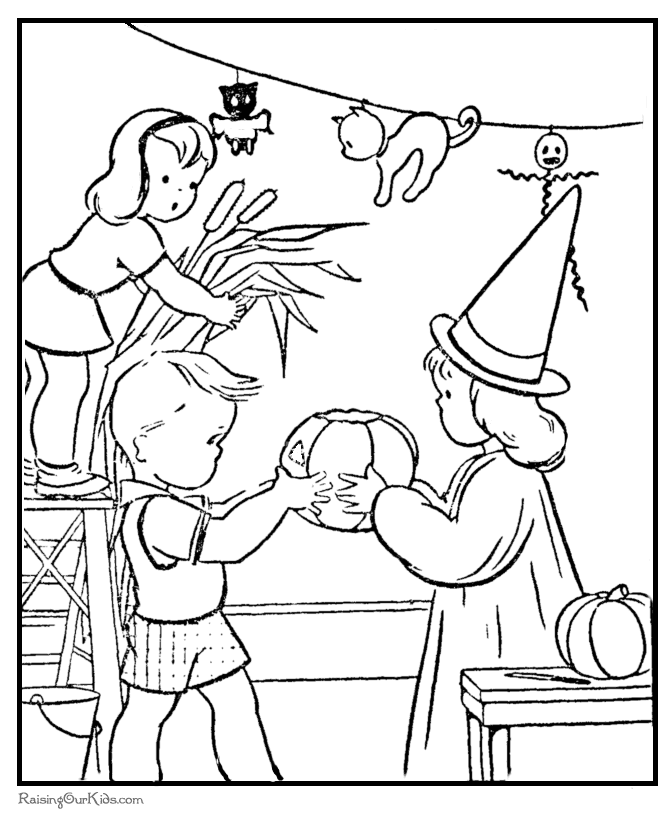 Kids Halloween coloring book pages