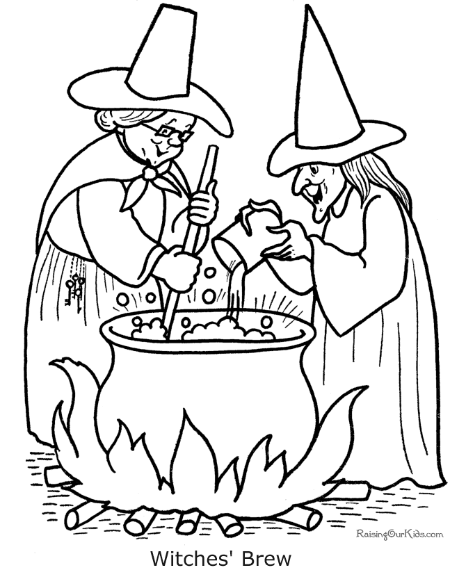 Coloring pages of Halloween Witches - 007