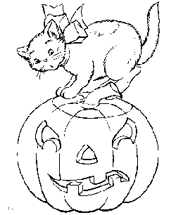 coloring page of Halloween cat