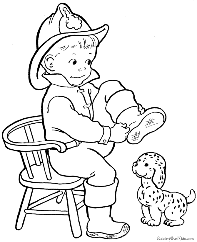 Free Halloween fireman coloring page for kids