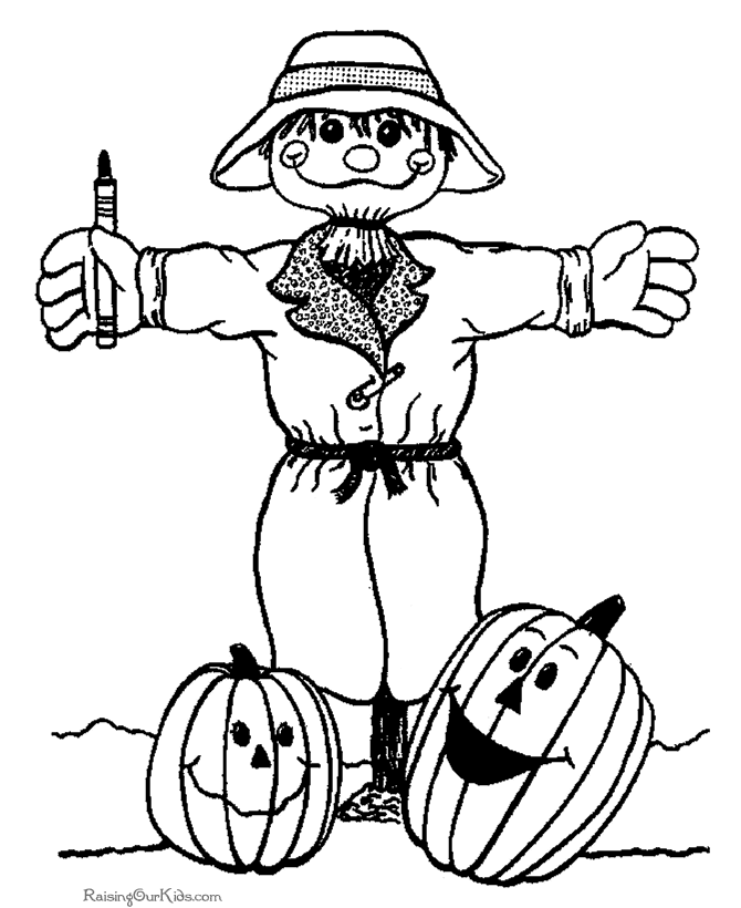 Printable scarecrow coloring page