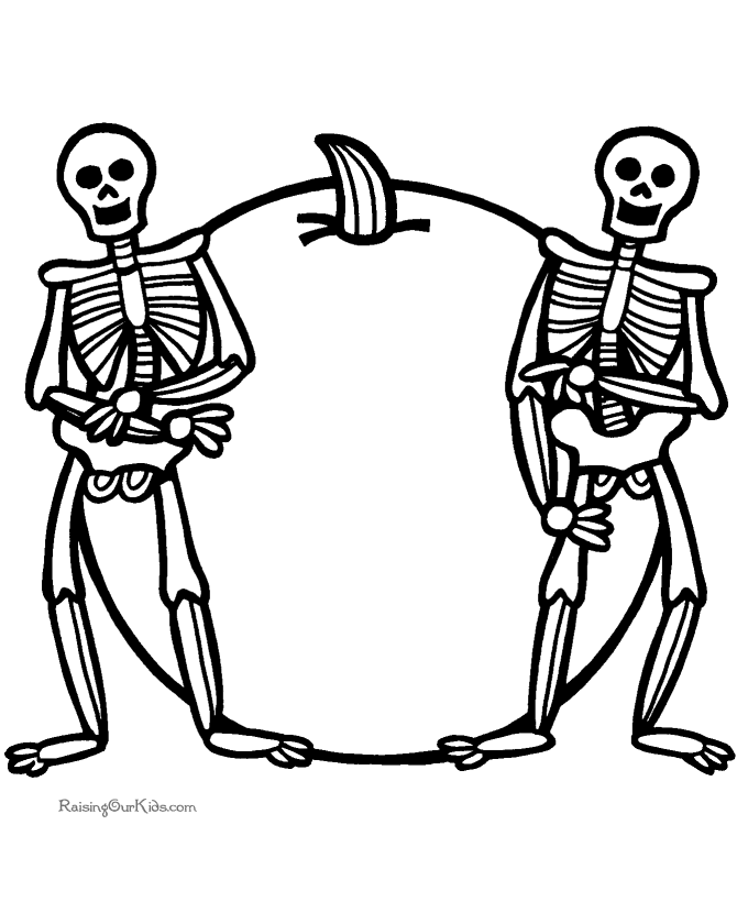 Free Halloween skeleton coloring sheets